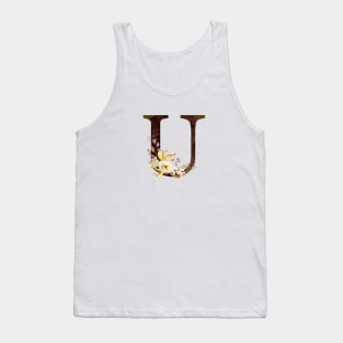 Floral Monogram U Lovely Autumn Foliage Tank Top